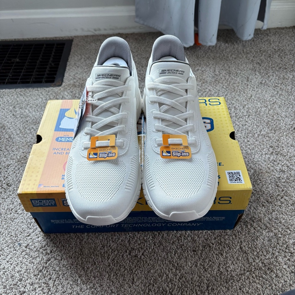 SLIP INS Skechers BOBS White Athletic Shoes - Picture 3 of 8